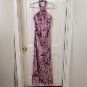 BHLDN Strapless Floral Dress in Pink and Purple